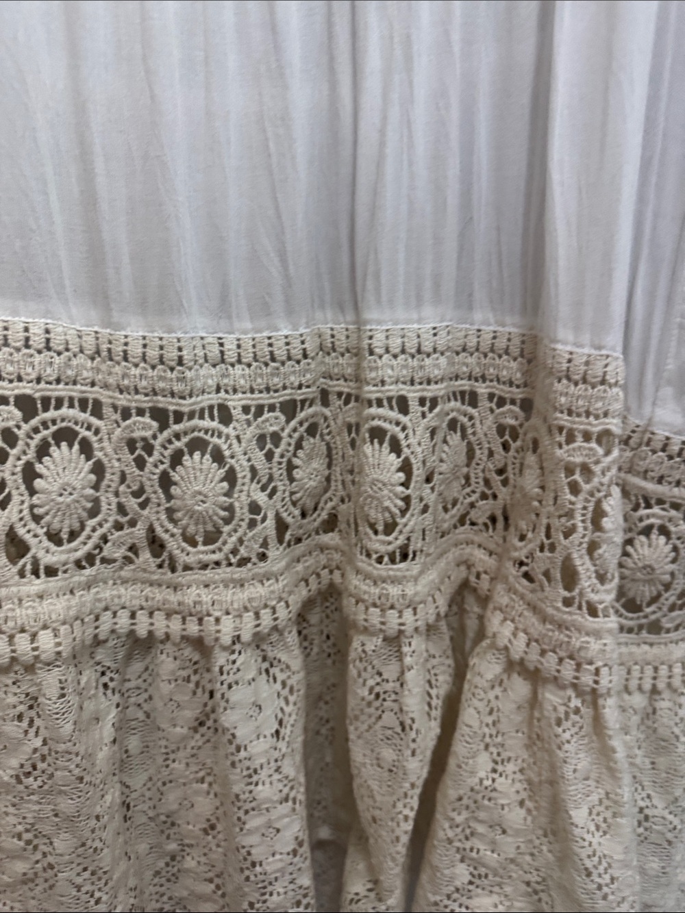 Ivory Crochet Lace Boho Tunic L - Picture 9 of 13